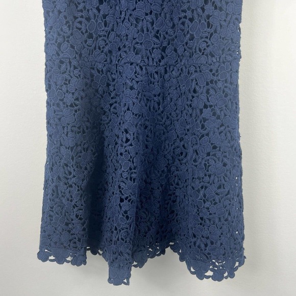Rebecca Taylor Navy Crochet Lace Dress Size 2 Flutter Sleeve Cocktail - Picture 5 of 11